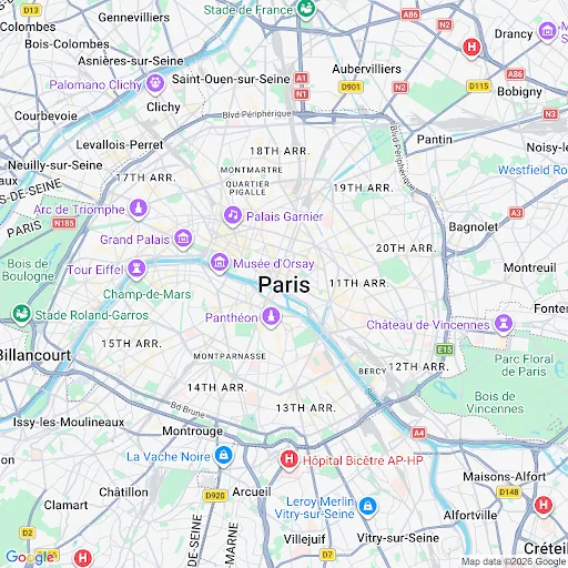Carte de Paris et des départements d’Île-de-France